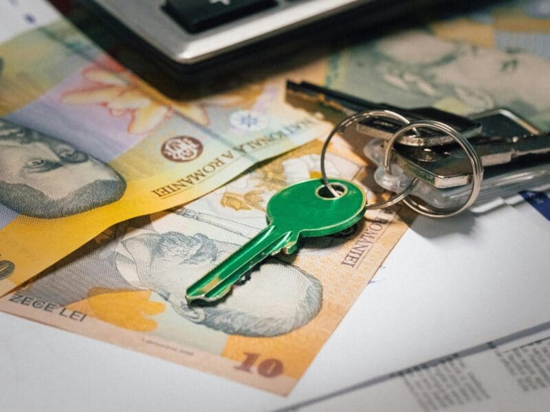 Keys resting on Australian banknotes and a document. Keys resting on Australian banknotes and a document.